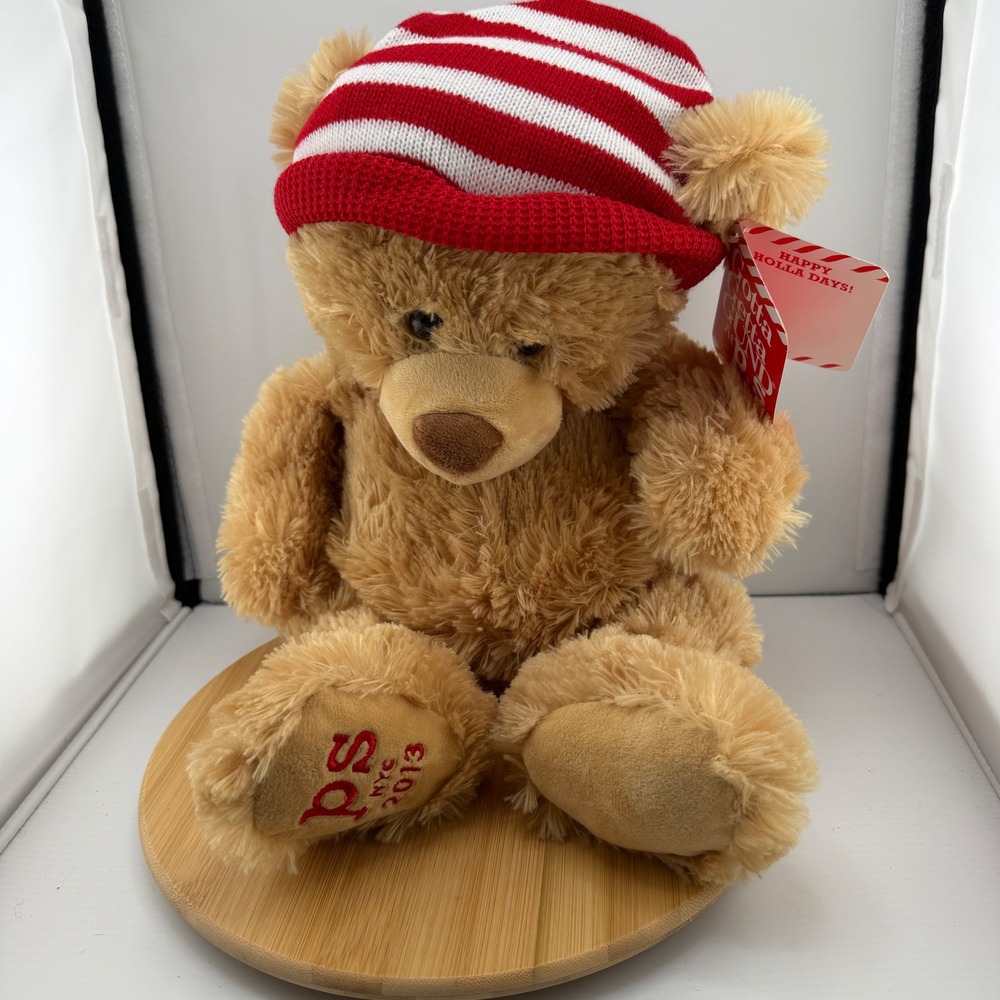 Gund Aeropostale 2013 Holiday Teddy Bear Plush Red Striped Beanie NWT Collectibl
